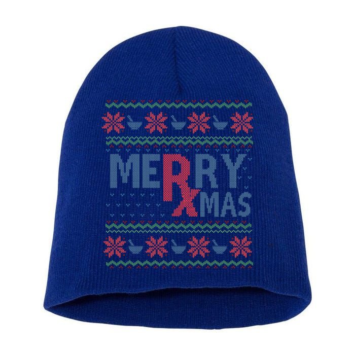 Funny Pharm Technician Xmas Pharmacist Ugly Christmas Cpht Gift Short Acrylic Beanie