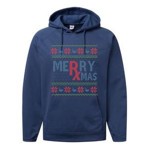 Funny Pharm Technician Xmas Pharmacist Ugly Christmas Cpht Gift Performance Fleece Hoodie