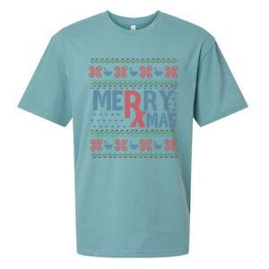 Funny Pharm Technician Xmas Pharmacist Ugly Christmas Cpht Gift Sueded Cloud Jersey T-Shirt