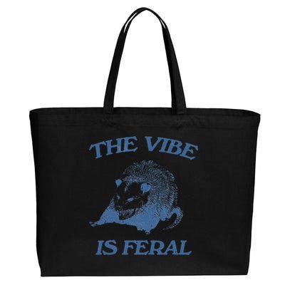 Funny Possum The Vibe Is Feral Possum Meme Cotton Canvas Jumbo Tote