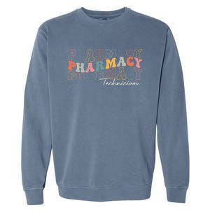 Funny Pharmacy Technician Pharmacy Squad Retro Groovy Gift Garment-Dyed Sweatshirt