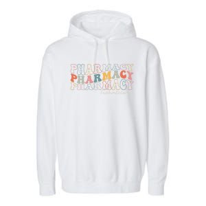 Funny Pharmacy Technician Pharmacy Squad Retro Groovy Gift Garment-Dyed Fleece Hoodie