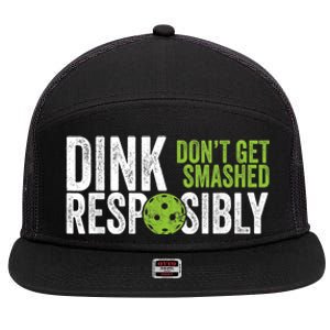 Funny Pickleball Team Clothing - Dink Responsibly 7 Panel Mesh Trucker Snapback Hat