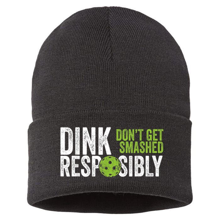 Funny Pickleball Team Clothing - Dink Responsibly Sustainable Knit Beanie