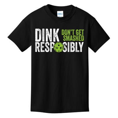 Funny Pickleball Team Clothing - Dink Responsibly Kids T-Shirt