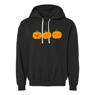 Festive Pumpkin Trio for Halloween and Autumn Garment-Dyed Fleece Hoodie