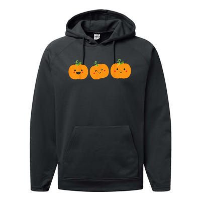 Festive Pumpkin Trio for Halloween and Autumn Performance Fleece Hoodie