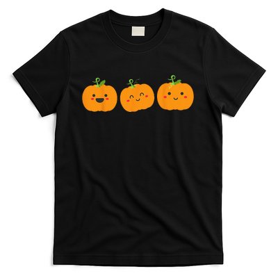 Festive Pumpkin Trio for Halloween and Autumn T-Shirt