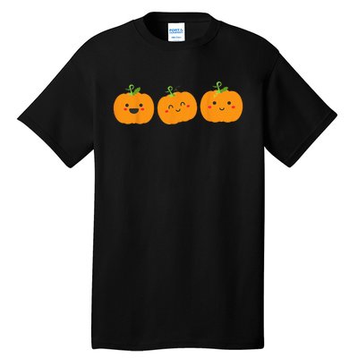 Festive Pumpkin Trio for Halloween and Autumn Tall T-Shirt