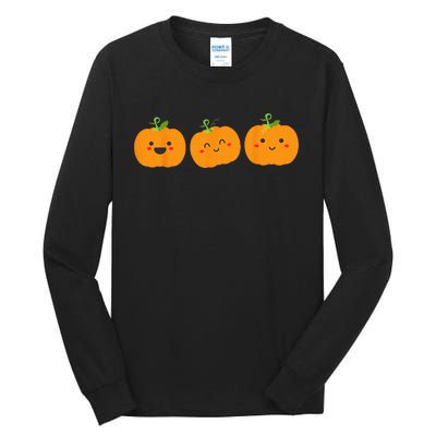 Festive Pumpkin Trio for Halloween and Autumn Tall Long Sleeve T-Shirt