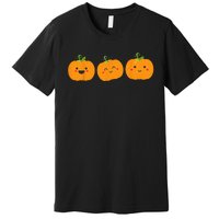 Festive Pumpkin Trio for Halloween and Autumn Premium T-Shirt