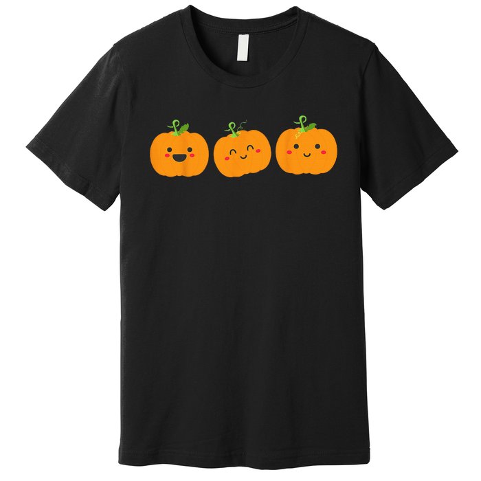 Festive Pumpkin Trio for Halloween and Autumn Premium T-Shirt