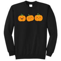 Festive Pumpkin Trio for Halloween and Autumn Tall Sweatshirt