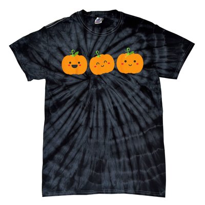 Festive Pumpkin Trio for Halloween and Autumn Tie-Dye T-Shirt