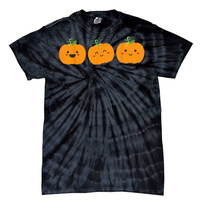 Festive Pumpkin Trio for Halloween and Autumn Tie-Dye T-Shirt