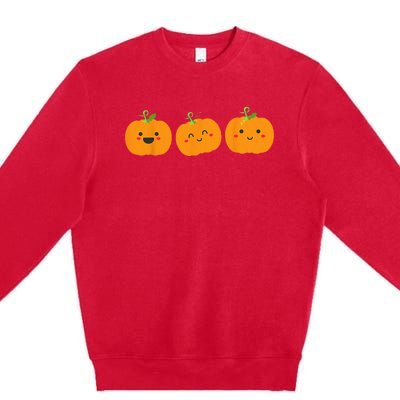 Festive Pumpkin Trio for Halloween and Autumn Premium Crewneck Sweatshirt