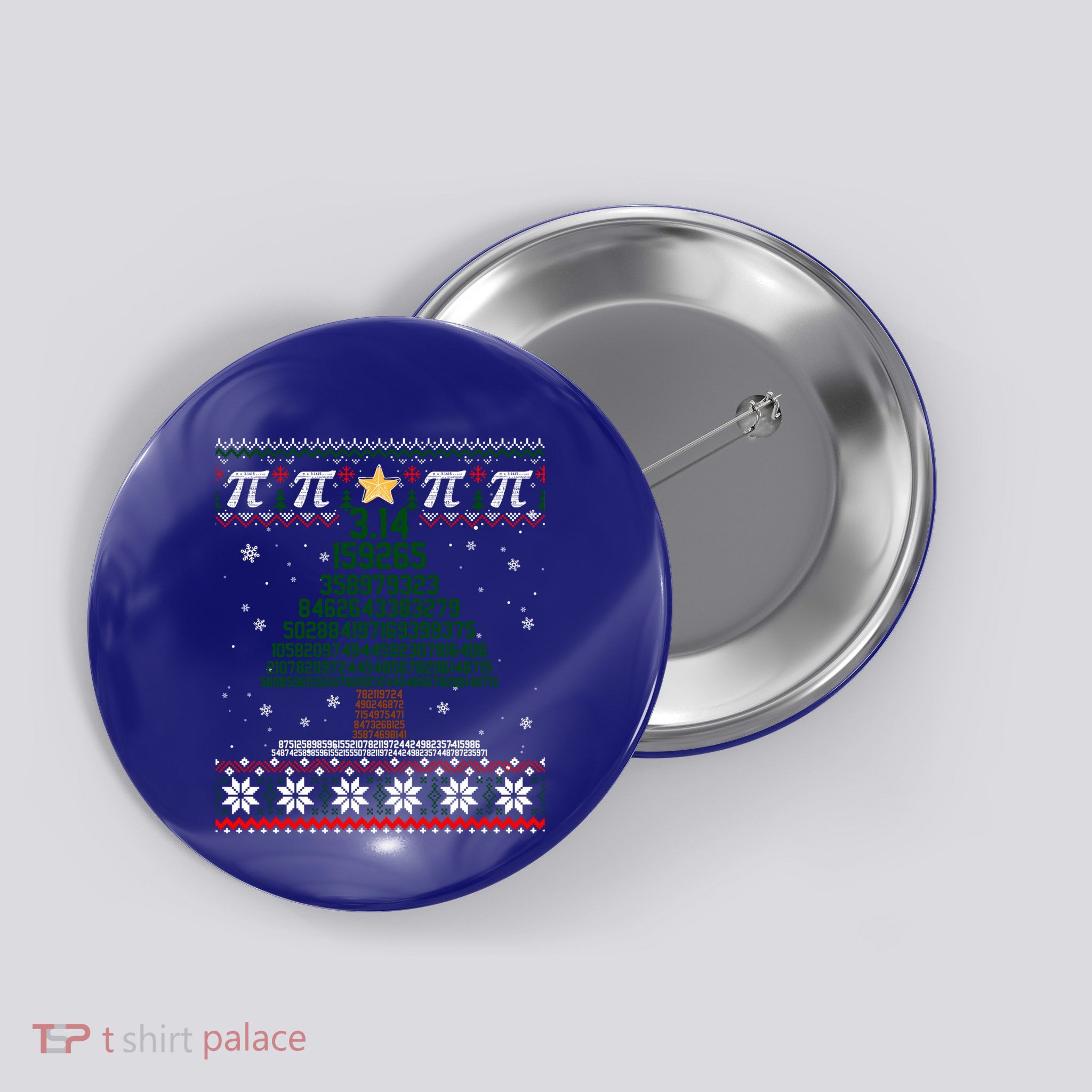 Funny Pi Tree Christmas Math Teacher Ugly Funny Gift Button