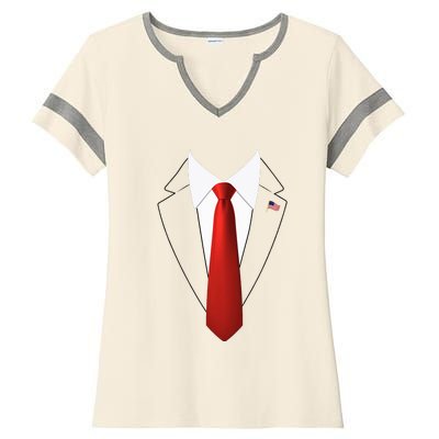 Funny President Trump Suit Lazy Halloween Ladies Halftime Notch Neck Tee