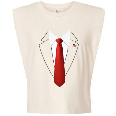 Funny President Trump Suit Lazy Halloween Garment-Dyed Women's Muscle Tee