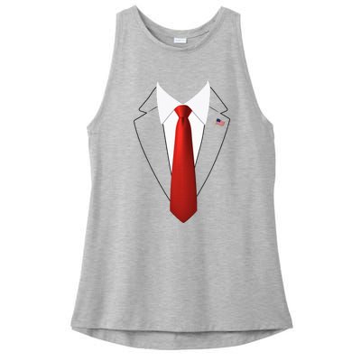 Funny President Trump Suit Lazy Halloween Ladies PosiCharge Tri-Blend Wicking Tank