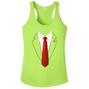 Funny President Trump Suit Lazy Halloween Ladies PosiCharge Competitor Racerback Tank