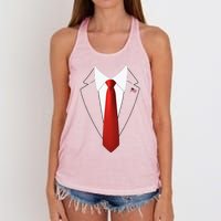 Funny President Trump Suit Lazy Halloween Women's Knotted Racerback Tank