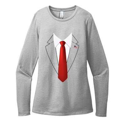 Funny President Trump Suit Lazy Halloween Womens CVC Long Sleeve Shirt