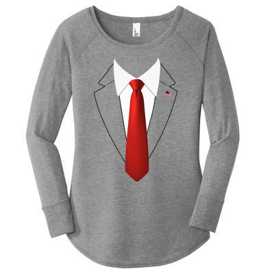 Funny President Trump Suit Lazy Halloween Women's Perfect Tri Tunic Long Sleeve Shirt