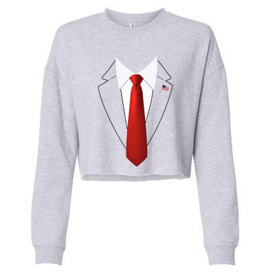 Funny President Trump Suit Lazy Halloween Cropped Pullover Crew