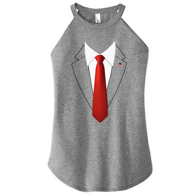 Funny President Trump Suit Lazy Halloween Women's Perfect Tri Rocker Tank