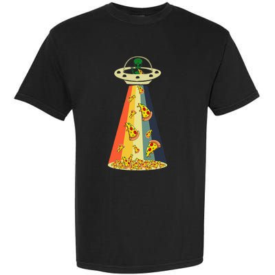 Funny Pizza UFO Alien Eating Pizza a UFO Extraterrestrial Garment-Dyed Heavyweight T-Shirt