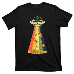 Funny Pizza UFO Alien Eating Pizza a UFO Extraterrestrial T-Shirt