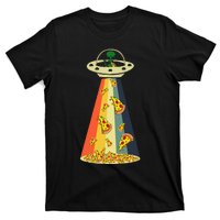 Funny Pizza UFO Alien Eating Pizza a UFO Extraterrestrial T-Shirt