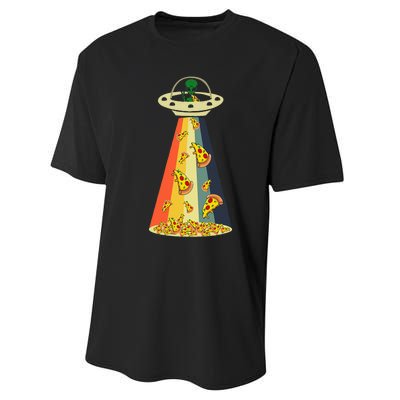 Funny Pizza UFO Alien Eating Pizza a UFO Extraterrestrial Performance Sprint T-Shirt