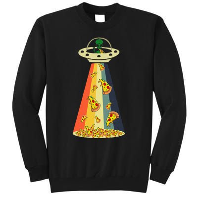 Funny Pizza UFO Alien Eating Pizza a UFO Extraterrestrial Tall Sweatshirt