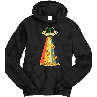 Funny Pizza UFO Alien Eating Pizza a UFO Extraterrestrial Tie Dye Hoodie