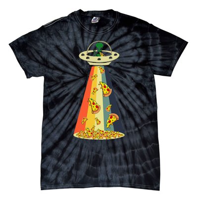 Funny Pizza UFO Alien Eating Pizza a UFO Extraterrestrial Tie-Dye T-Shirt