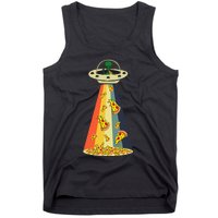 Funny Pizza UFO Alien Eating Pizza a UFO Extraterrestrial Tank Top