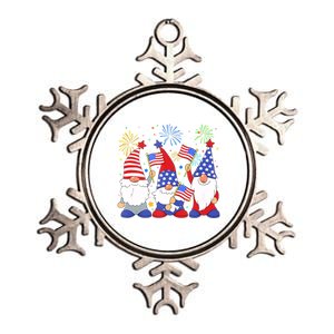 Funny Patriotic Usa American Gnomes 4th Of July Great Gift Metallic Star Ornament