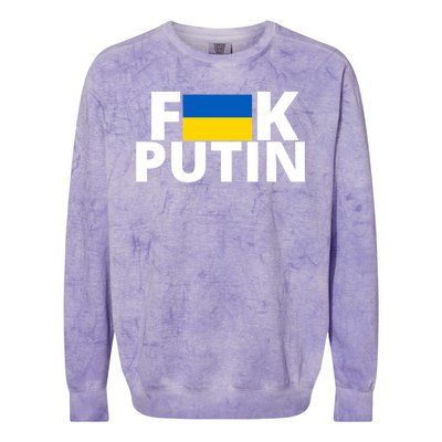 Fuck Putin Ukraine Flag Colorblast Crewneck Sweatshirt