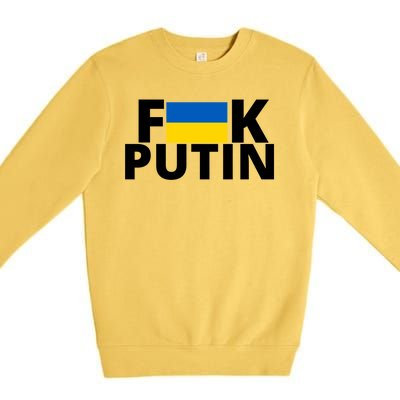 Fuck Putin Ukraine Flag Premium Crewneck Sweatshirt