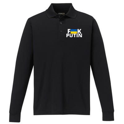 Fuck Putin Ukraine Flag Performance Long Sleeve Polo