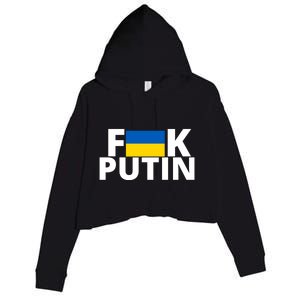 Fuck Putin Ukraine Flag Crop Fleece Hoodie