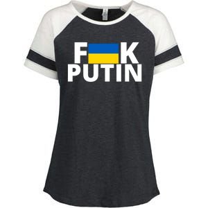 Fuck Putin Ukraine Flag Enza Ladies Jersey Colorblock Tee