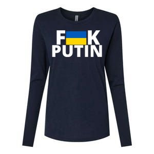 Fuck Putin Ukraine Flag Womens Cotton Relaxed Long Sleeve T-Shirt