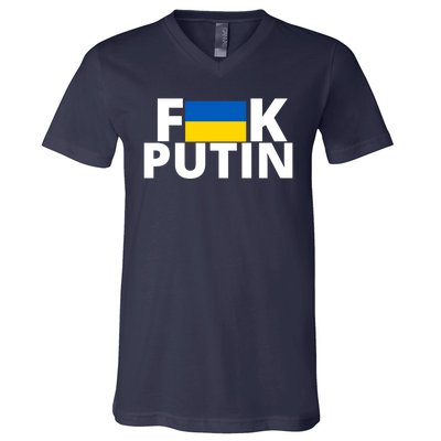 Fuck Putin Ukraine Flag V-Neck T-Shirt