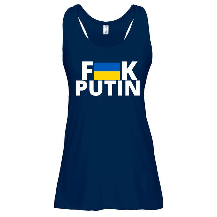 Fuck Putin Ukraine Flag Ladies Essential Flowy Tank