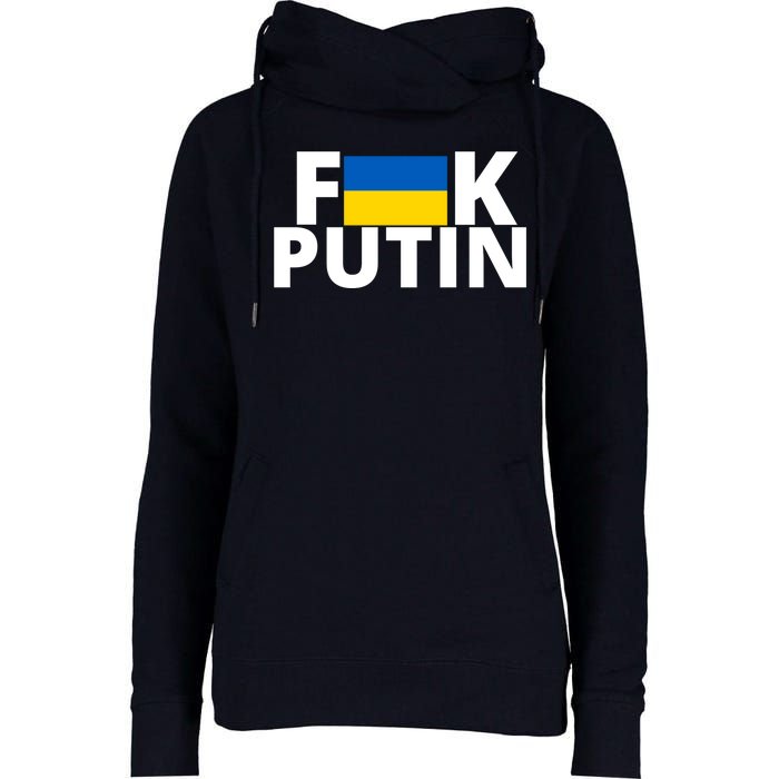 Fuck Putin Ukraine Flag Womens Funnel Neck Pullover Hood