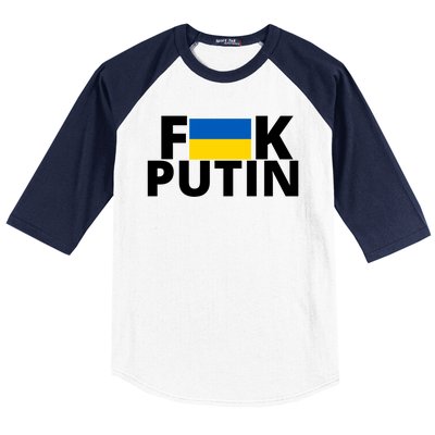 Fuck Putin Ukraine Flag Baseball Sleeve Shirt