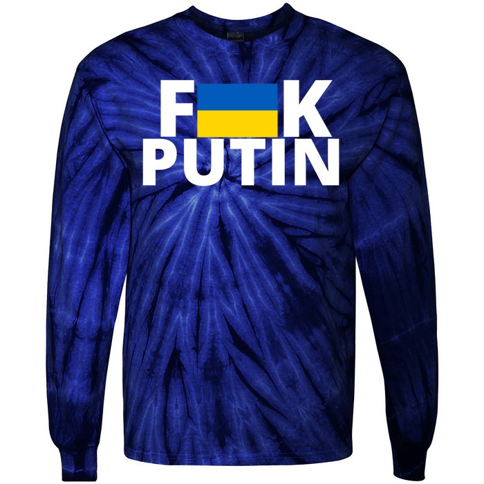 Fuck Putin Ukraine Flag Tie-Dye Long Sleeve Shirt